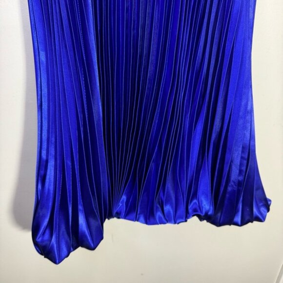 Jessica Mcclintock for Gunne Sax Blue Pleated Bubble Mini Dress Size 5 - Picture 6 of 10